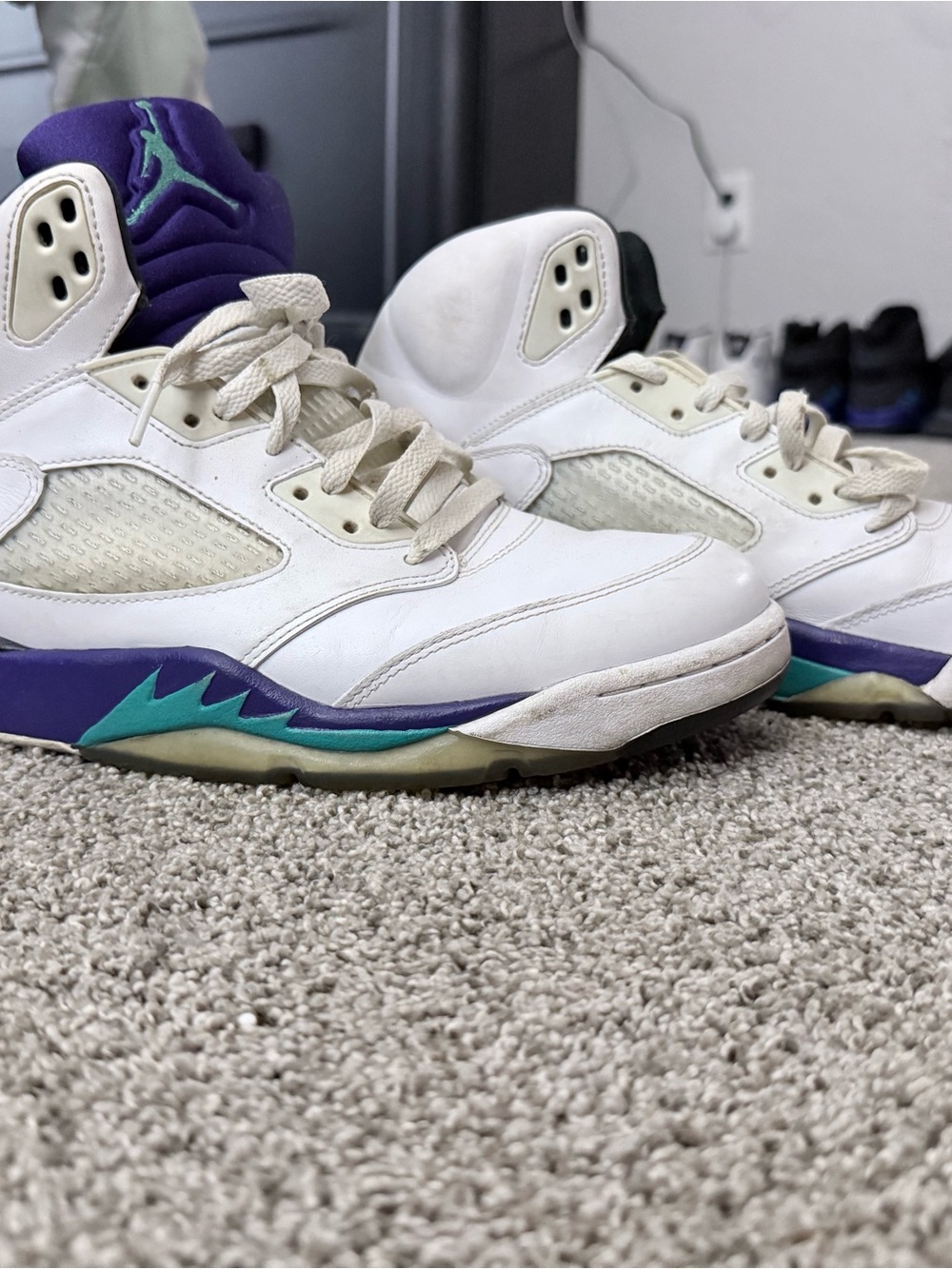 Jordan 5 Retro White Purple Teal Sneakers